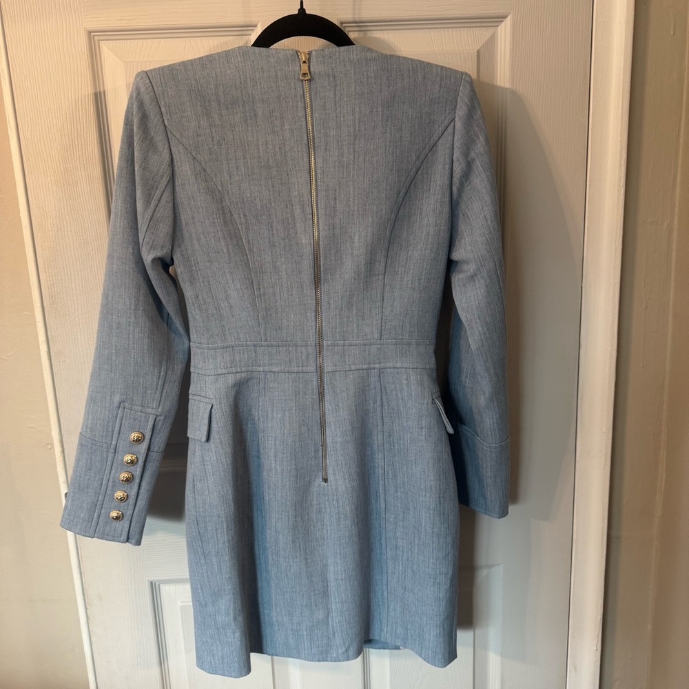 Authentic Balmain Blue Denim Double Breasted Mini Dress - Picture 8 of 11